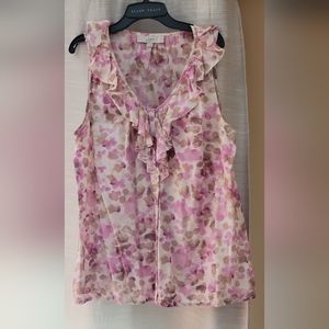 Loft ruffle neck sleeveless blouse .